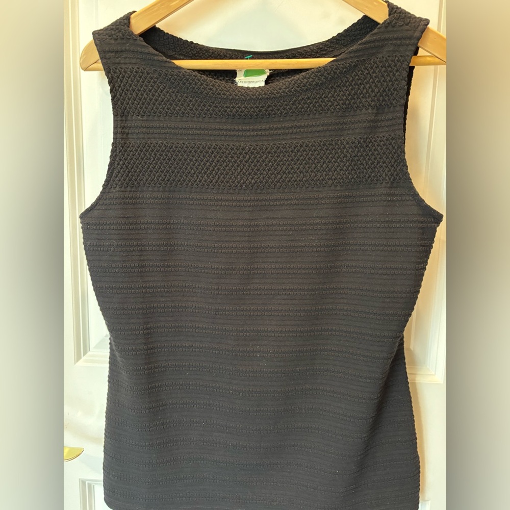 Anthropologie Giselle Jacquard Striped Black Womens Medium Sleeveless Top
